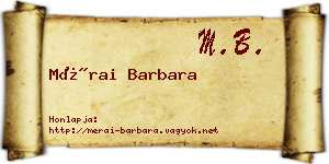 Mérai Barbara névjegykártya